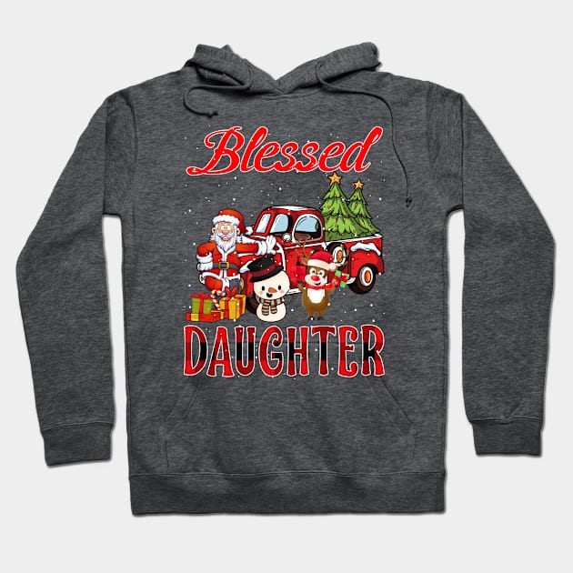 Blessed Daughter Red Plaid Christmas Hoodie by intelus